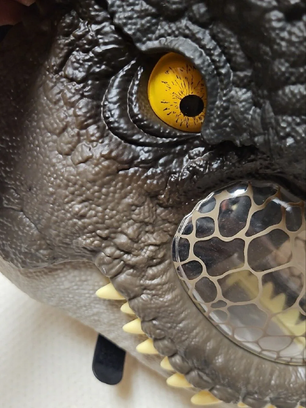 Realistic Dark Brown Reptile Head Mask with Yellow Eye